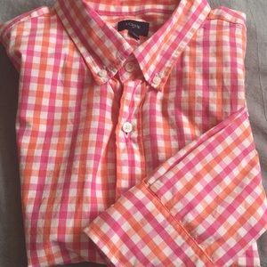 J.Crew Men’s Orange/Pink plaid casual button down